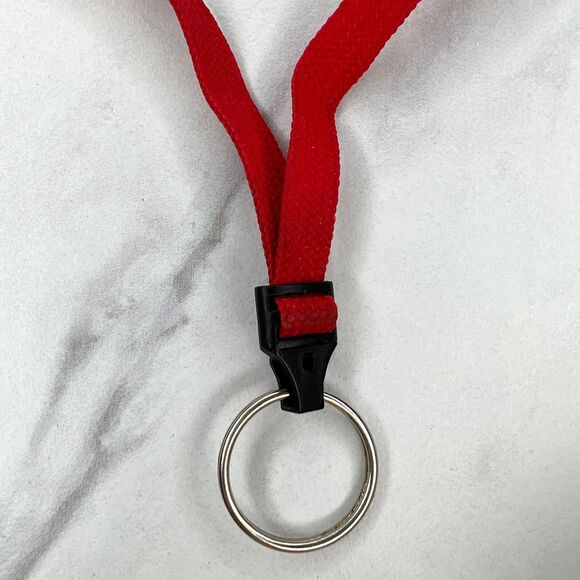 Red ID Badge Holder School Work Lanyard Necklace with Clasp - Picture 8 of 10